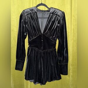 New Arrivals Black Velvet Mini Dress, XS